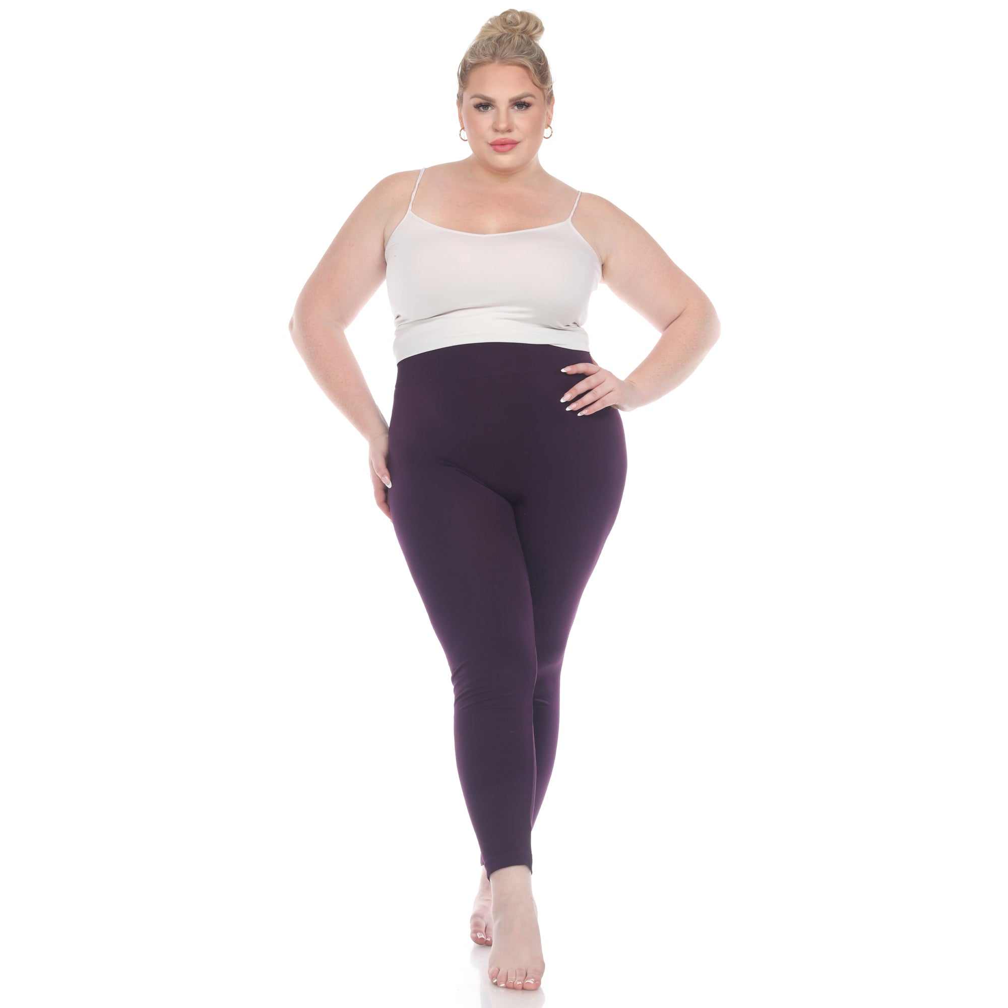  White Mark Women's Plus Size Super-Stretch Solid Leggings - one size - Bonton