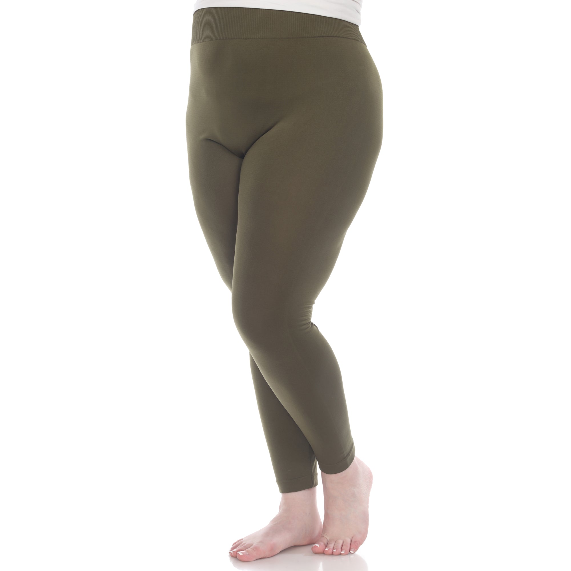  White Mark Women's Plus Size Super-Stretch Solid Leggings - one size - Bonton