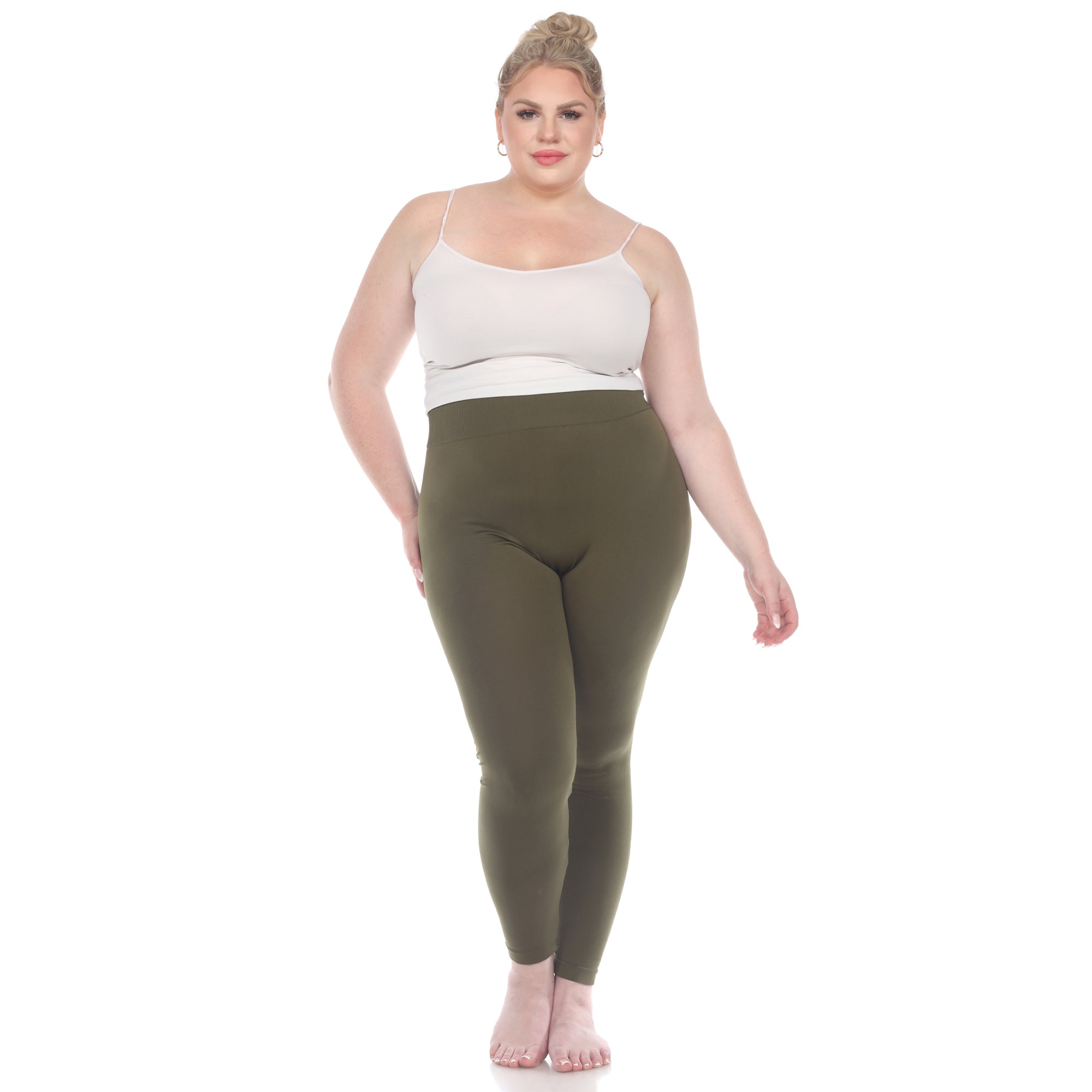  White Mark Women's Plus Size Super-Stretch Solid Leggings - one size - Bonton