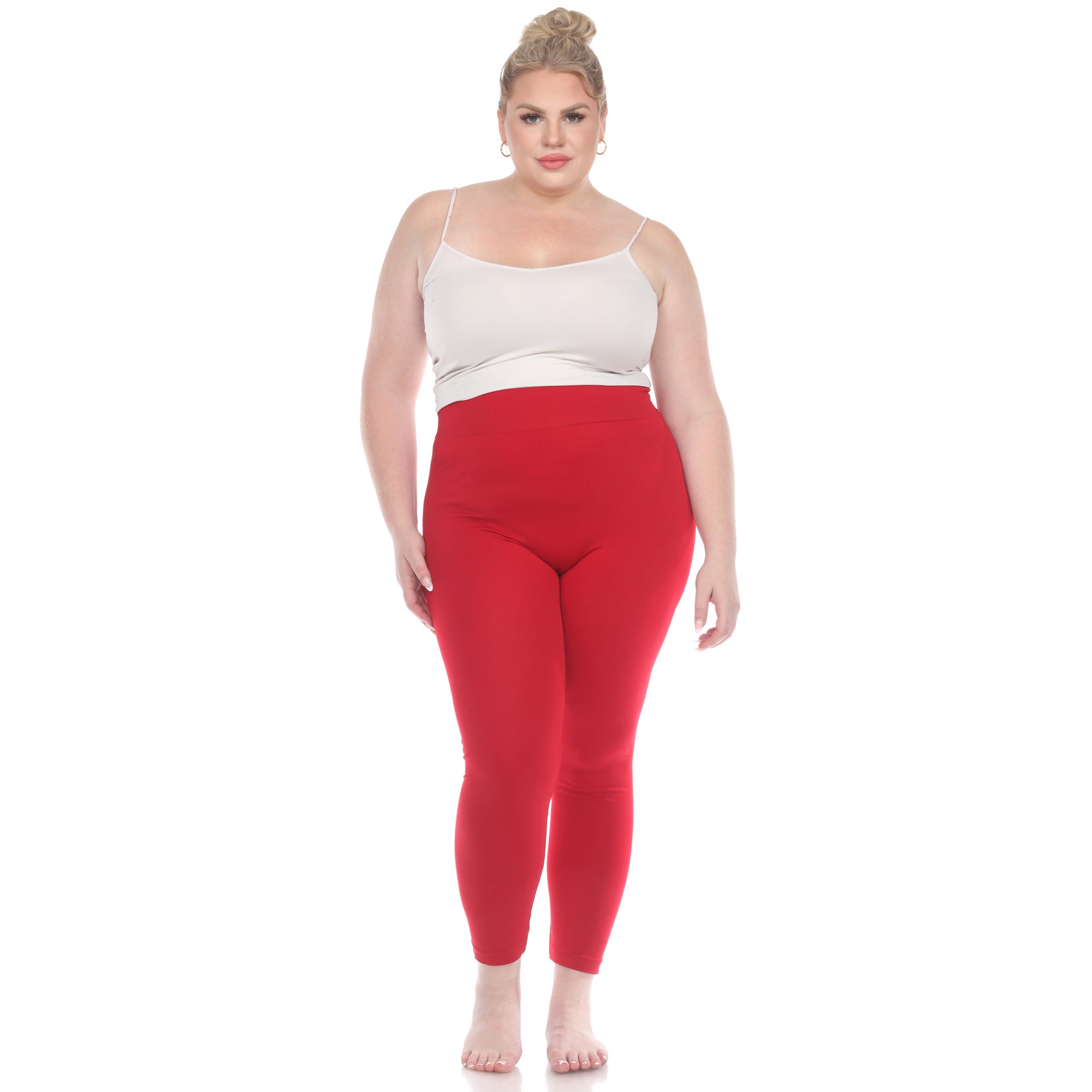  White Mark Women's Plus Size Super-Stretch Solid Leggings - one size - Bonton