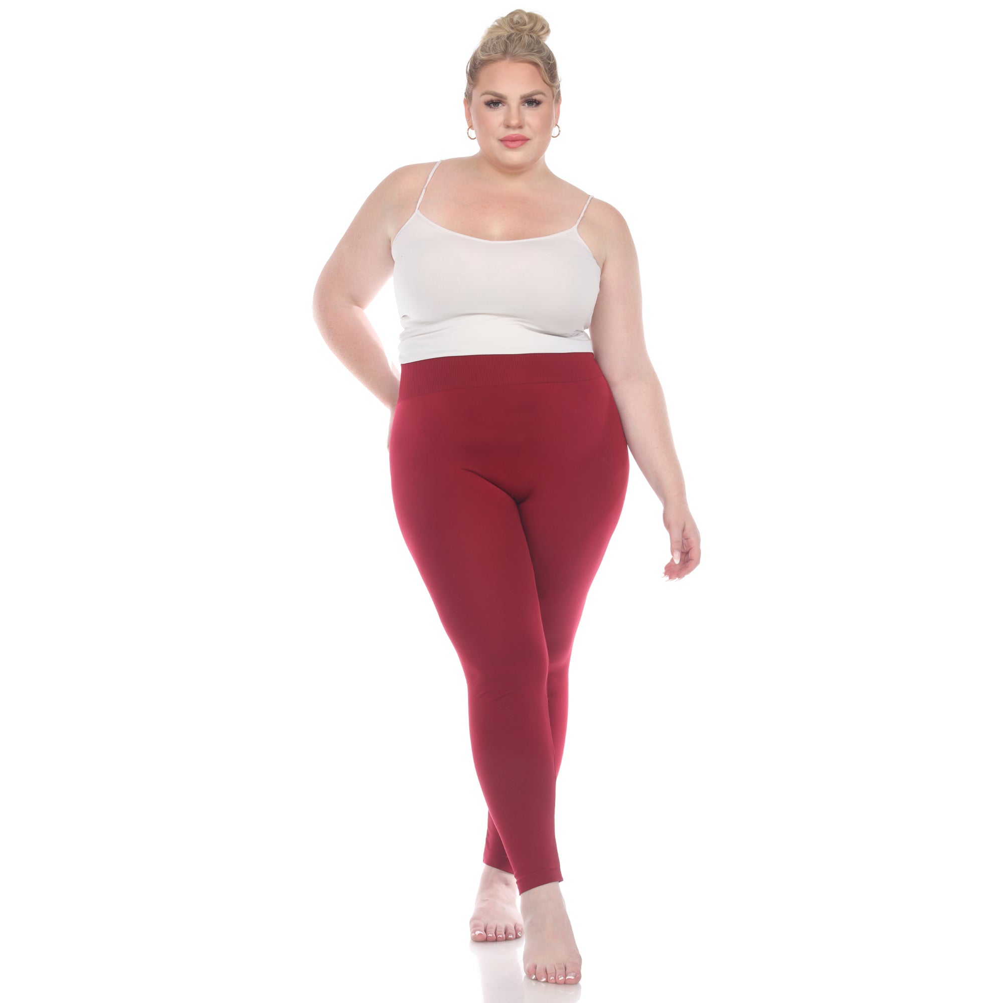  White Mark Women's Plus Size Super-Stretch Solid Leggings - one size - Bonton