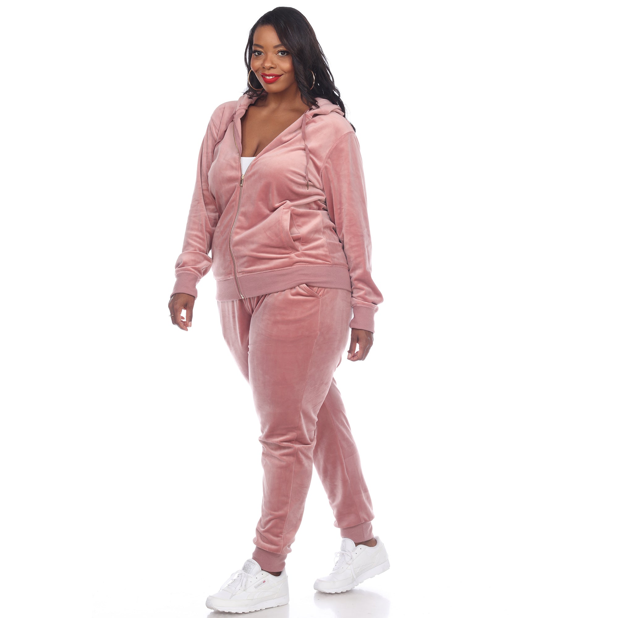  White Mark Plus Size 2 Piece Velour Tracksuit Set - 1X - Bonton