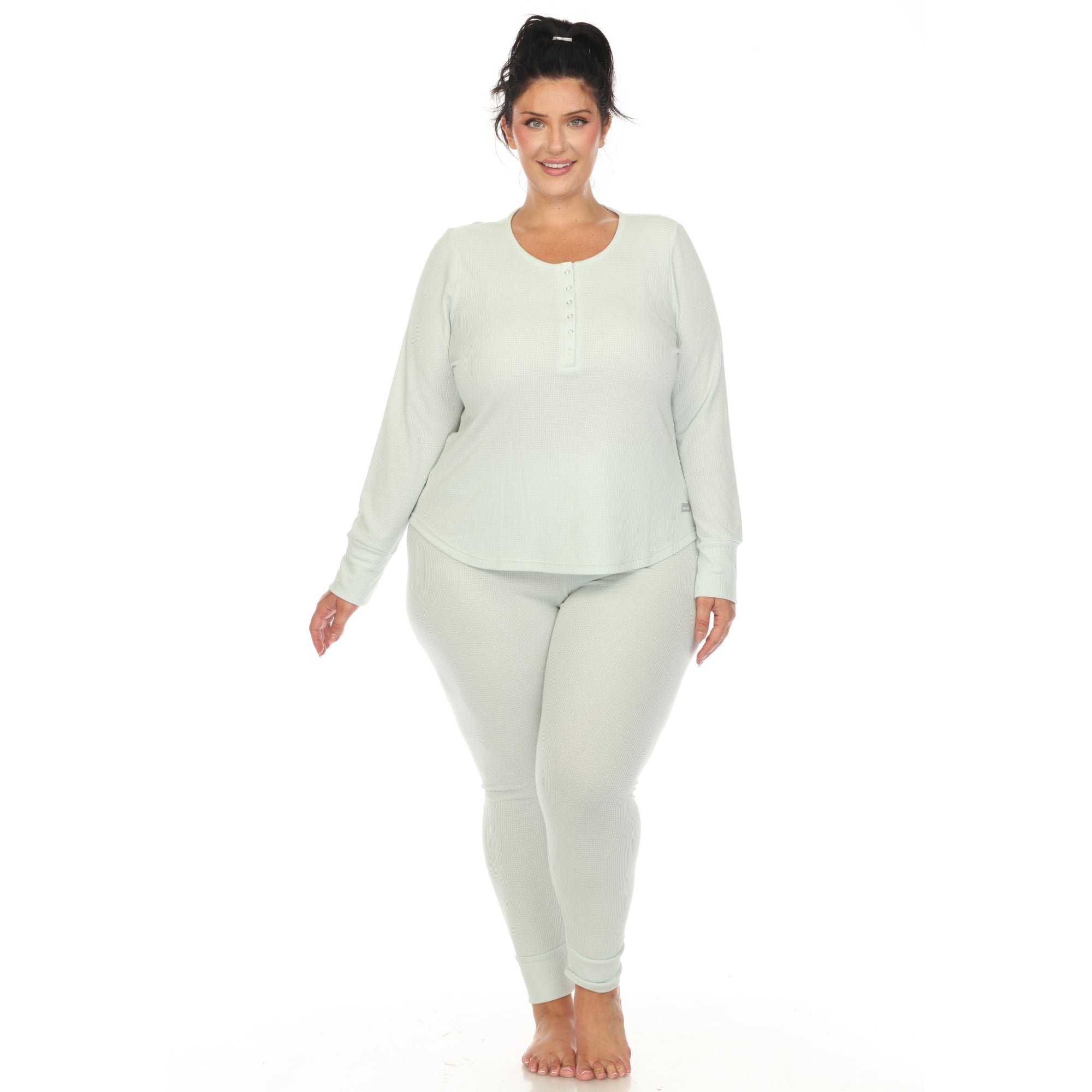  White Mark Plus Size Waffle Pajama Set - 1X - Bonton