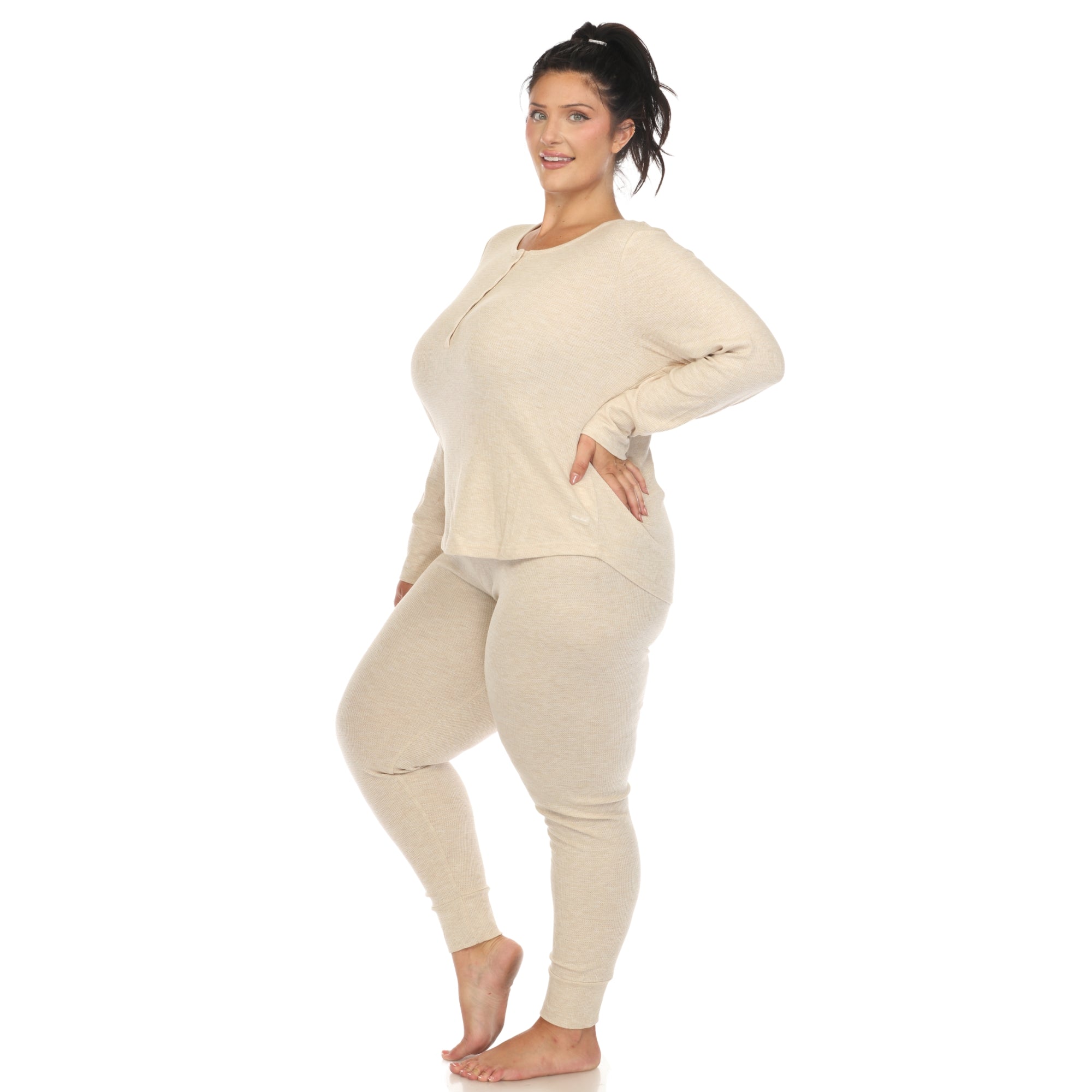  White Mark Plus Size Waffle Pajama Set - 1X - Bonton
