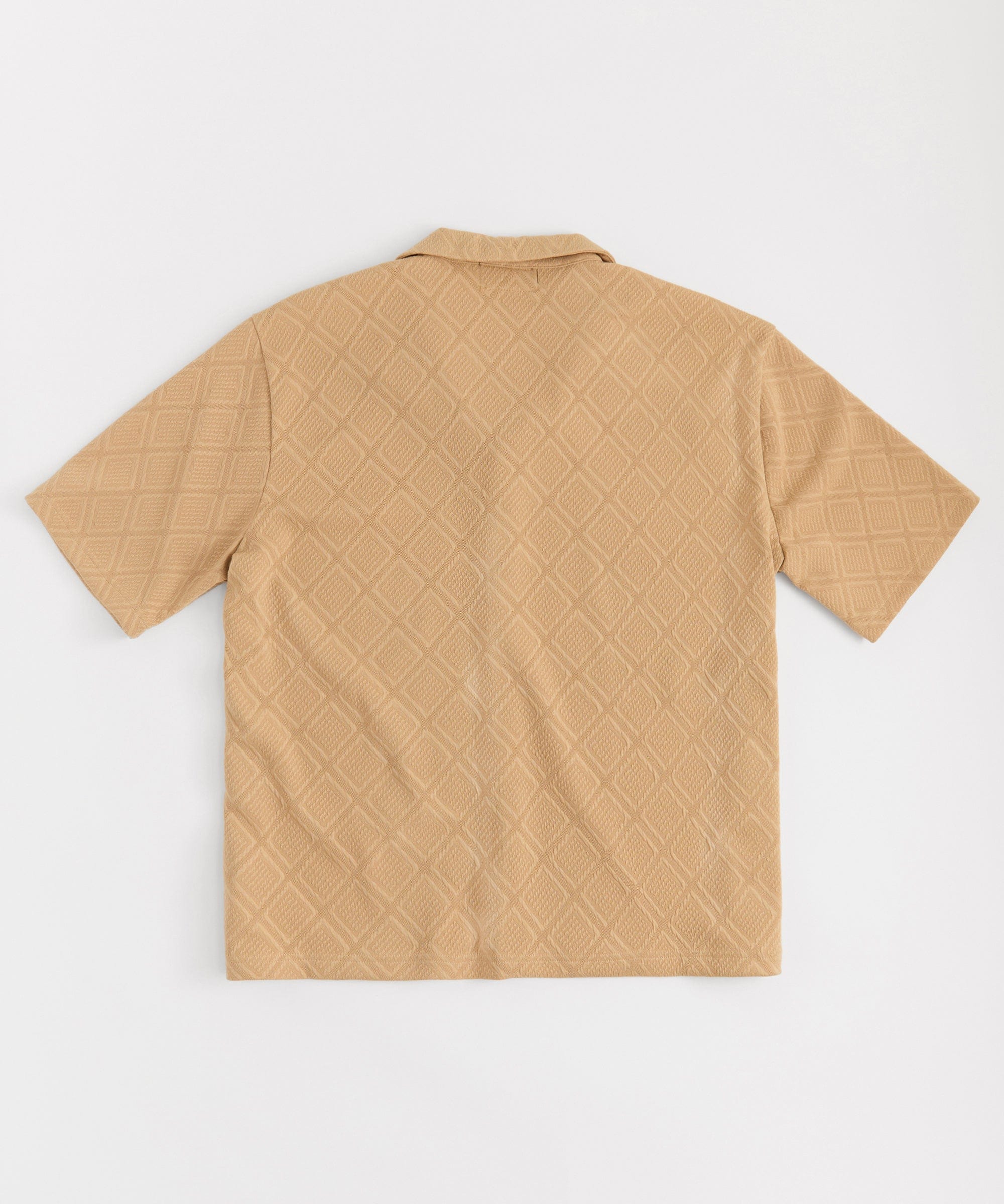  Reason Clothing Textured Knit Short Sleeve Button Down Shirt - Taupe - TAUPE - Bonton