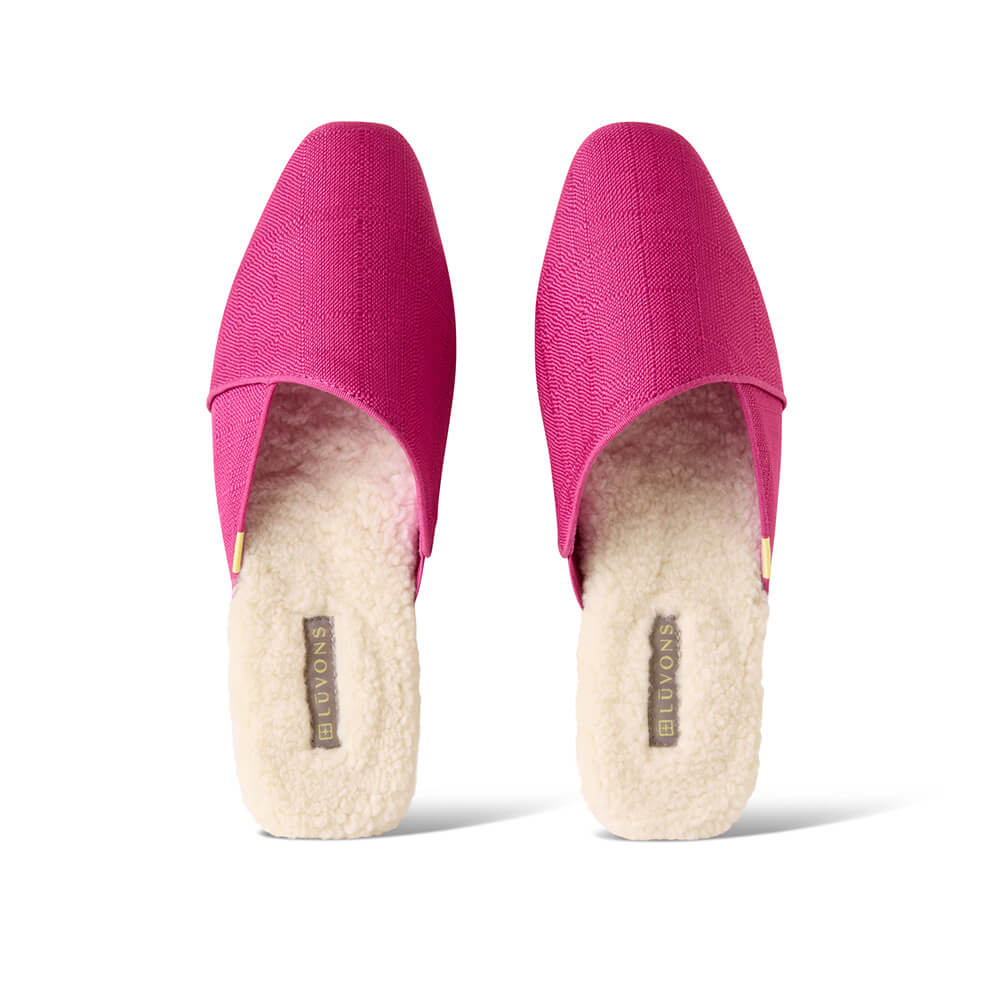 Luvons Devon Luxe Memory Foam Slippers - Vibrant Raspberry - Bonton