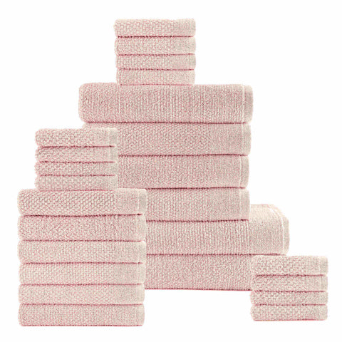 Dan River 24 Piece Popcorn Cotton Bath Towel Set.