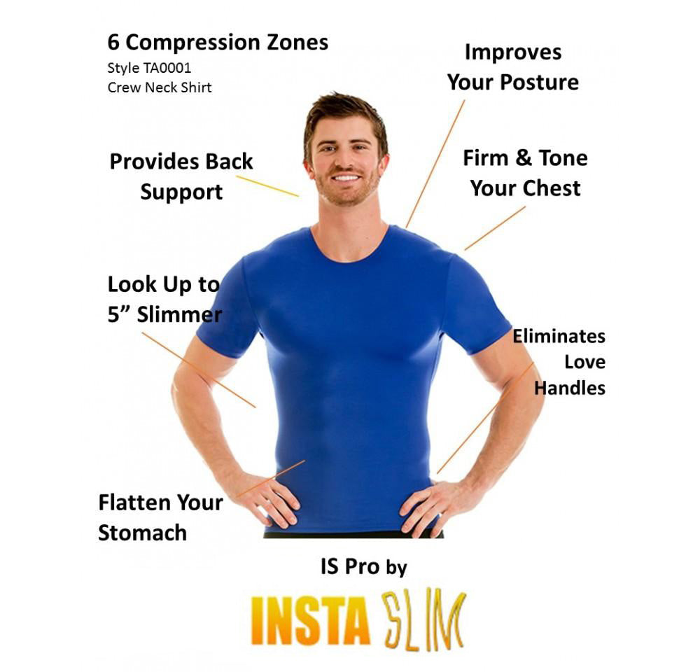  InstantFigure Insta Slim Big and Tall Activewear Compression Crew Neck TA0001BT - Army - Bonton