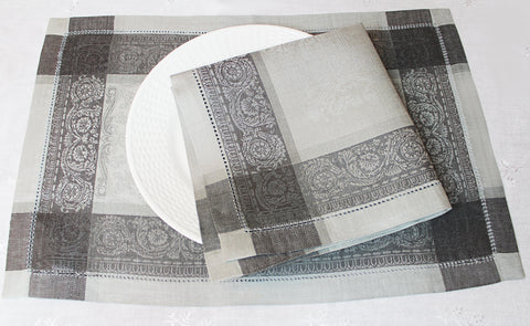 Cleopatra Set of 6 Linen Napkins - Shades of Grey