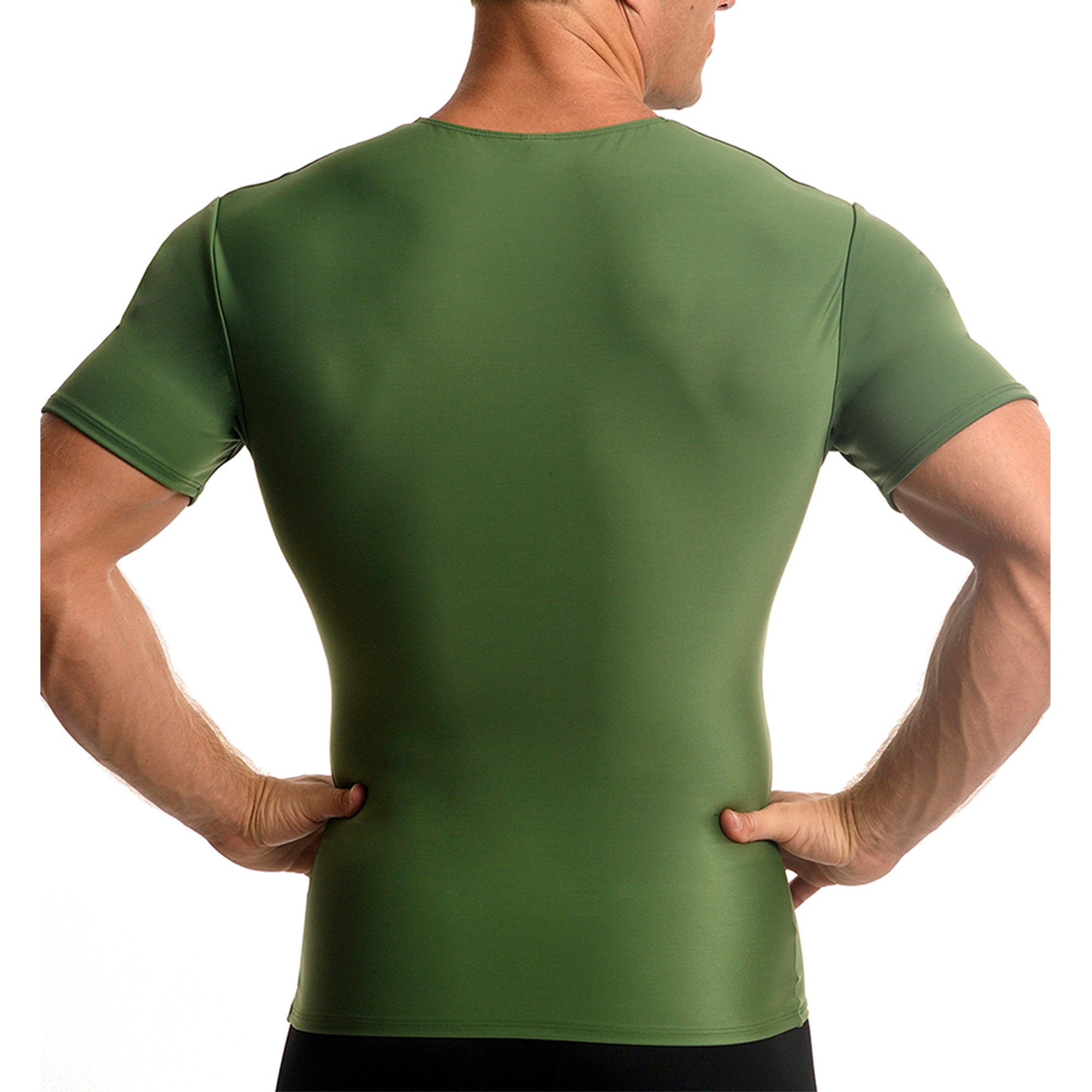  InstantFigure Insta Slim Big and Tall Activewear Compression Crew Neck TA0001BT - Army - Bonton