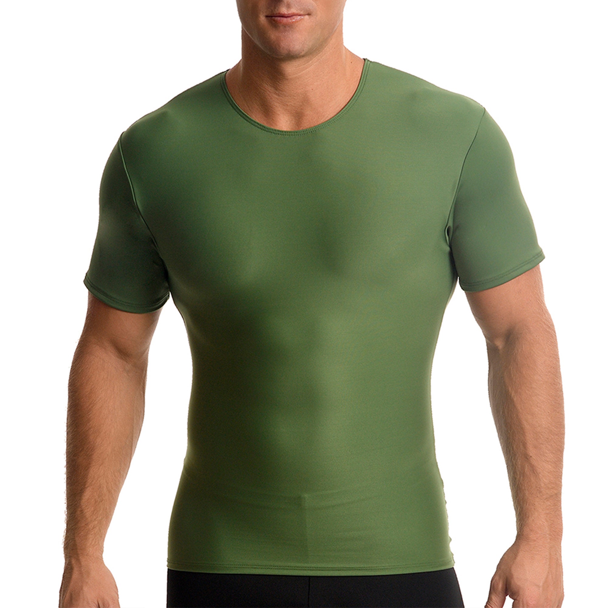  InstantFigure Insta Slim Big and Tall Activewear Compression Crew Neck TA0001BT - Army - Bonton