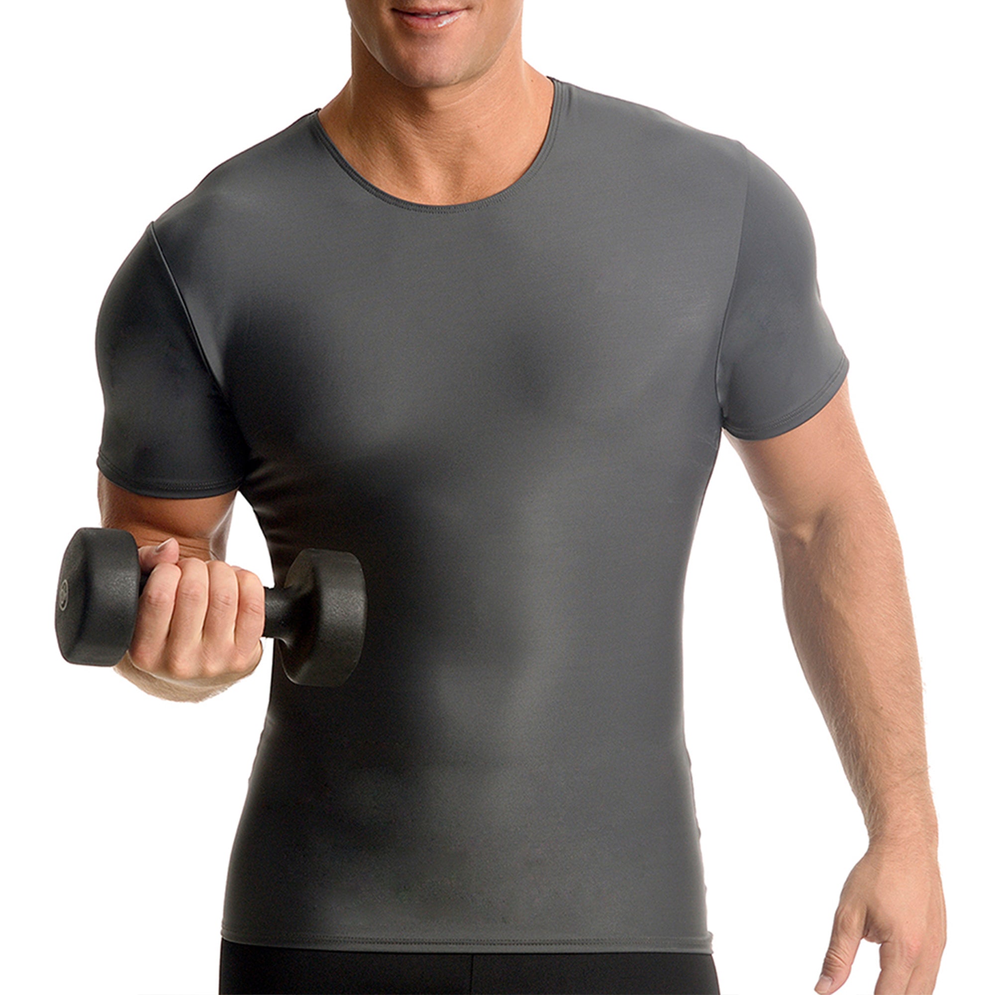  InstantFigure Insta Slim Activewear Compression Crew Neck TA0001 - Gunmetal - Bonton