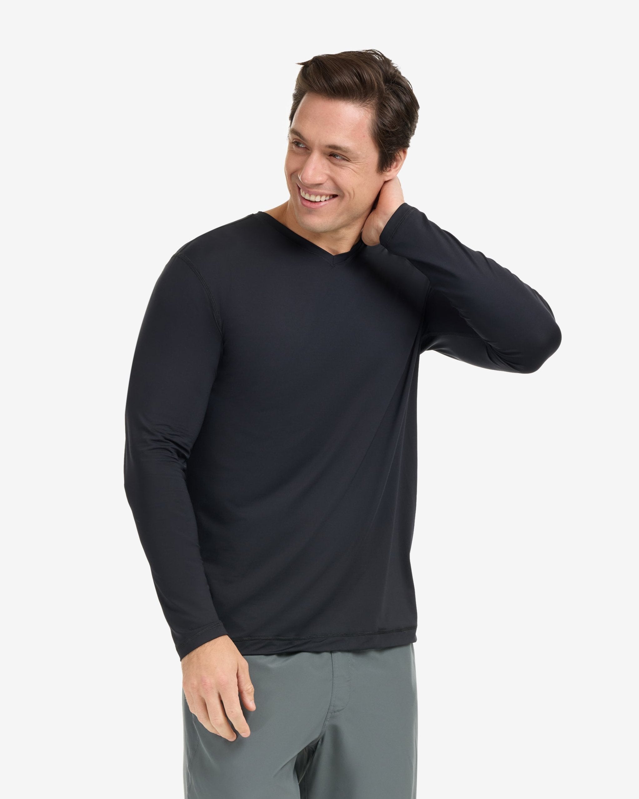  BloqUV MEN'S PERFORMANCE V-NECK (12003) - Black - Bonton