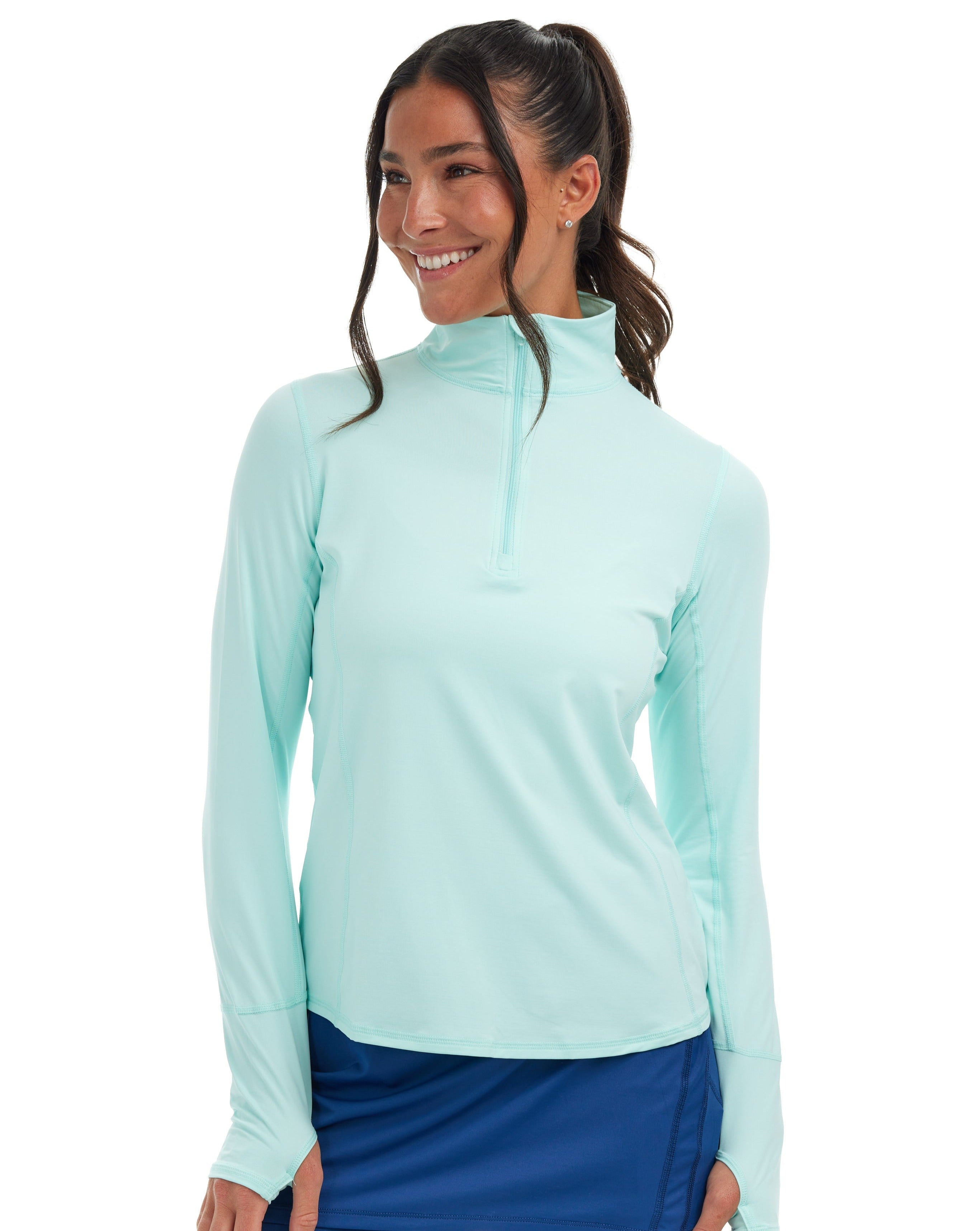  BloqUV WOMEN'S RELAXED MOCK ZIP TOP (3002) - Black - Bonton