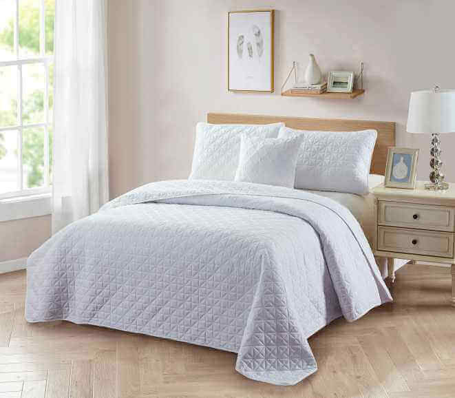  Dan River Dan River 4 Piece Solid Quilt Set With Cushion - Twin - Bonton