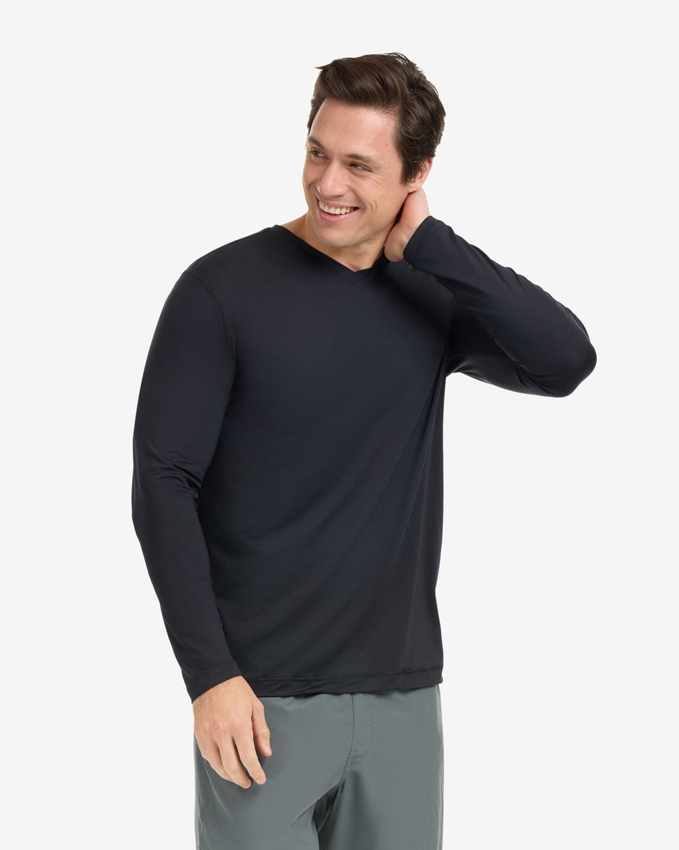  BloqUV MEN'S PERFORMANCE V-NECK (12003) - Black - Bonton