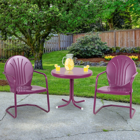 34-Inch Outdoor Retro Tulip Steel Armchair  Purple