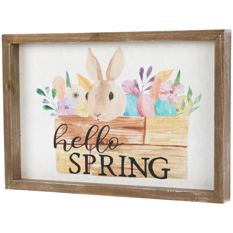 Hello Spring Framed Easter Wall Sign - 11.75"