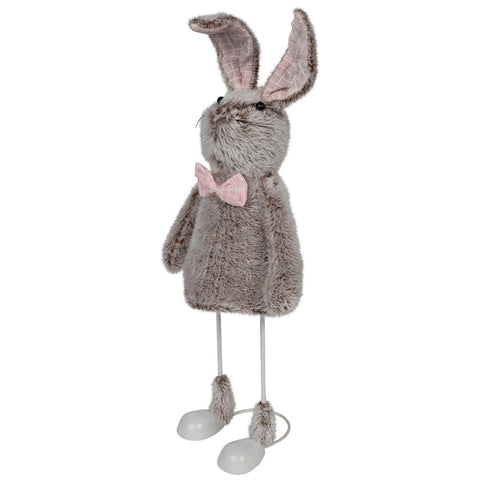 Spring Loaded Rabbit Easter Figure - 17" - Gray and Pink