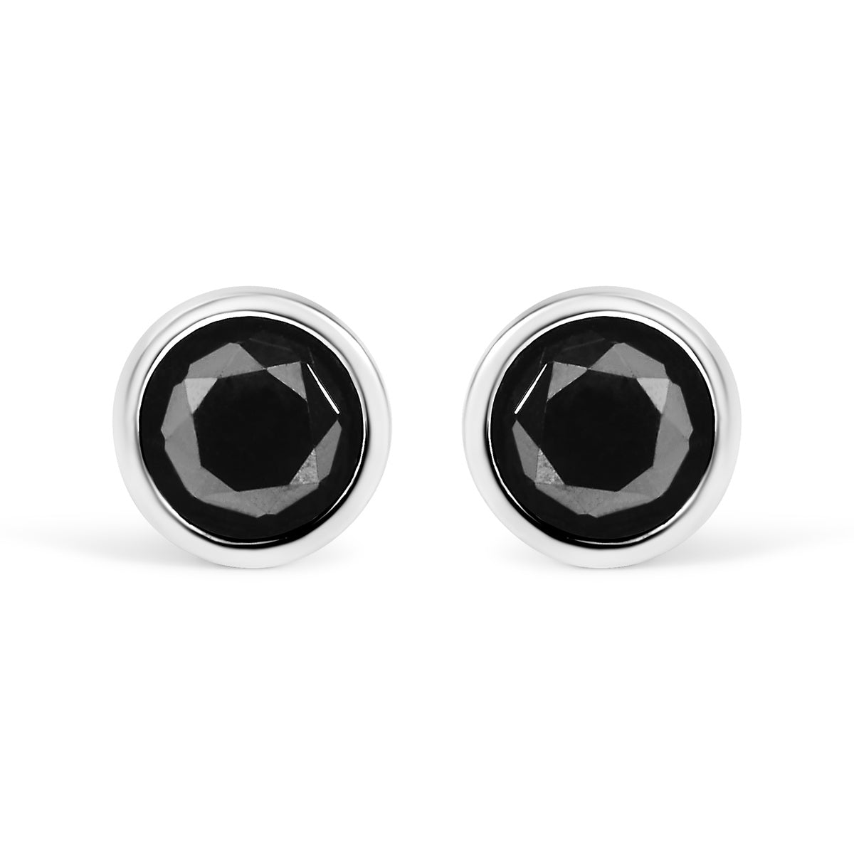  Haus of Brilliance .925 Sterling Silver 3.00 Cttw Round Brilliant-Cut Black Diamond Bezel-Set Stud Earrings With Screw Backs (Fancy Color-Enhanced, I2-I3 Clarity) - 3 - Bonton