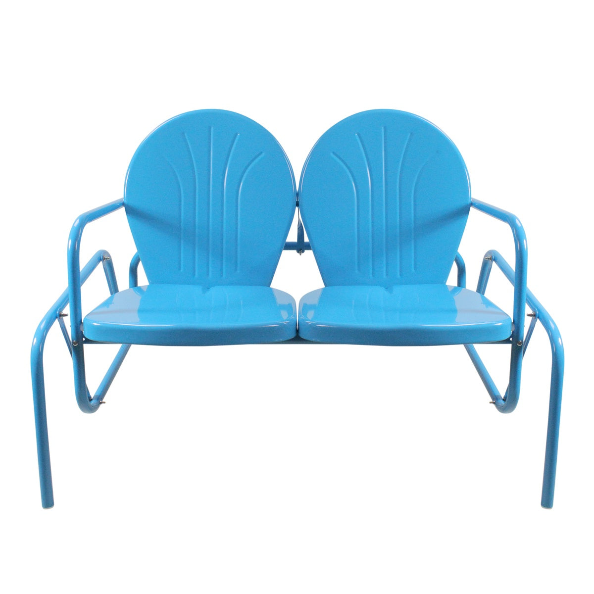  Northlight 2-Person Outdoor Retro Metal Tulip Double Glider Patio Chair  Turquoise Blue - Turquoise Blue - Bonton