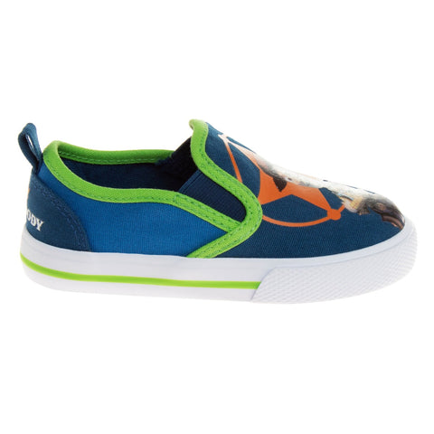 Toy Story Casual No Lace Shoes - Buzz Lightyear Sheriff Woody Low Top Canvas Slip-on Tennis Boys Sneakers (Size 5-12 Toddler)