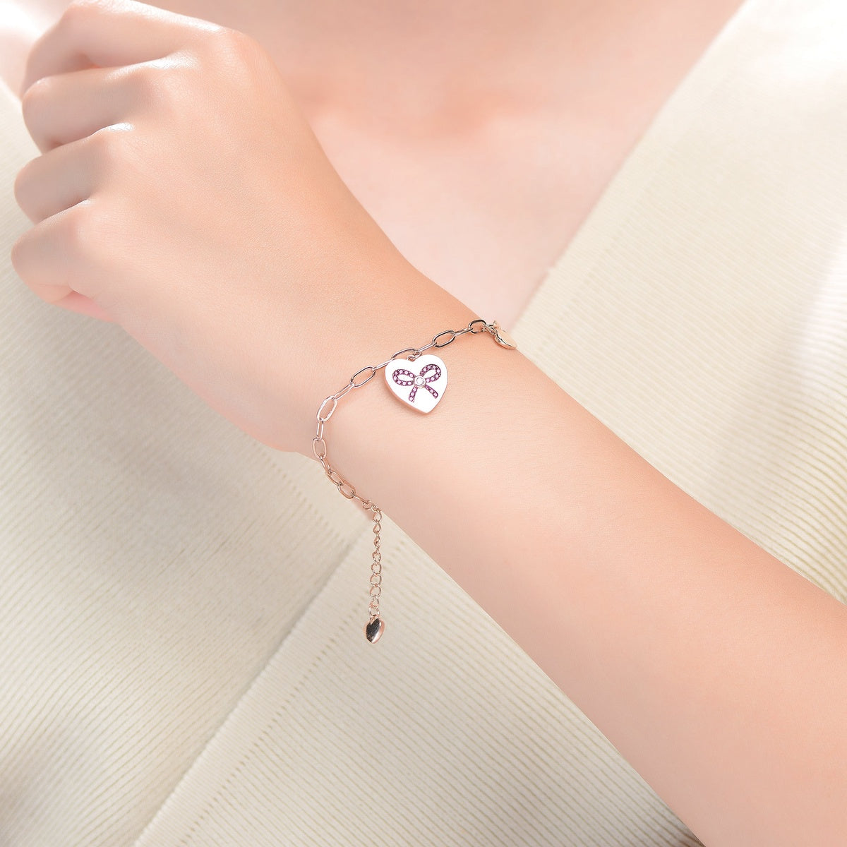  Rachel Glauber Teen/Young Adults 18K Rose Gold Plated With Heart Charms Adjustable Bracelet - Default Title - Bonton