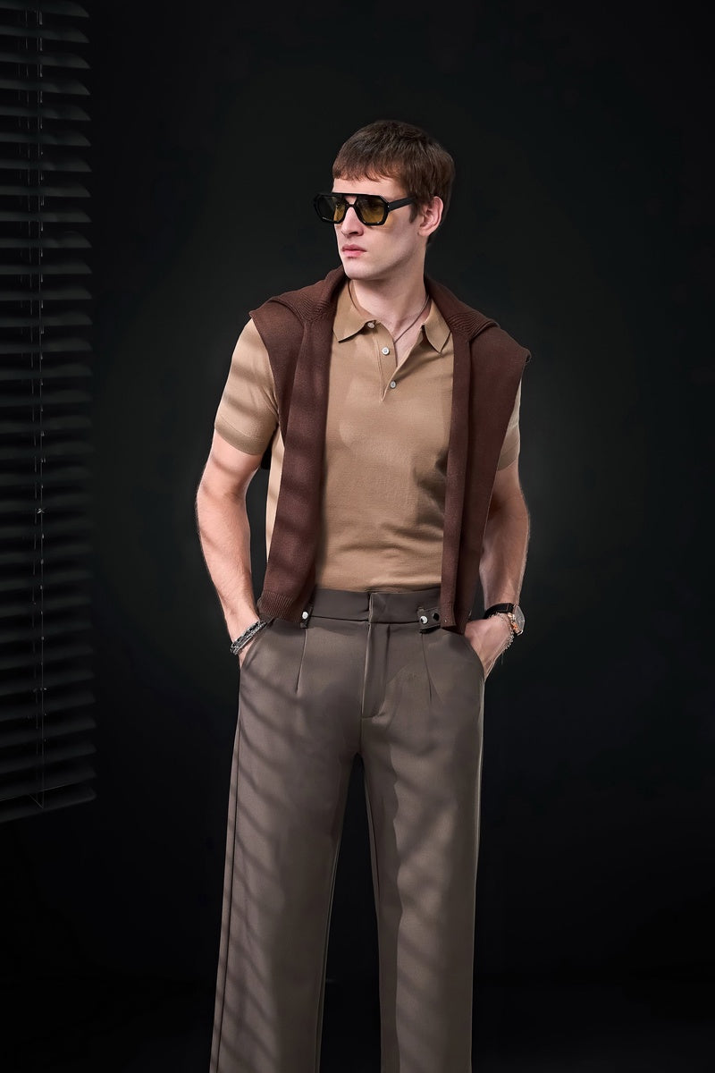  Barocco Kingsley Side-Tab Trousers BROWN - BROWN - Bonton