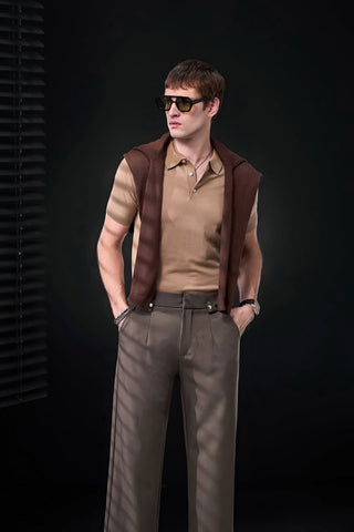 Kingsley Side-Tab Trousers BROWN
