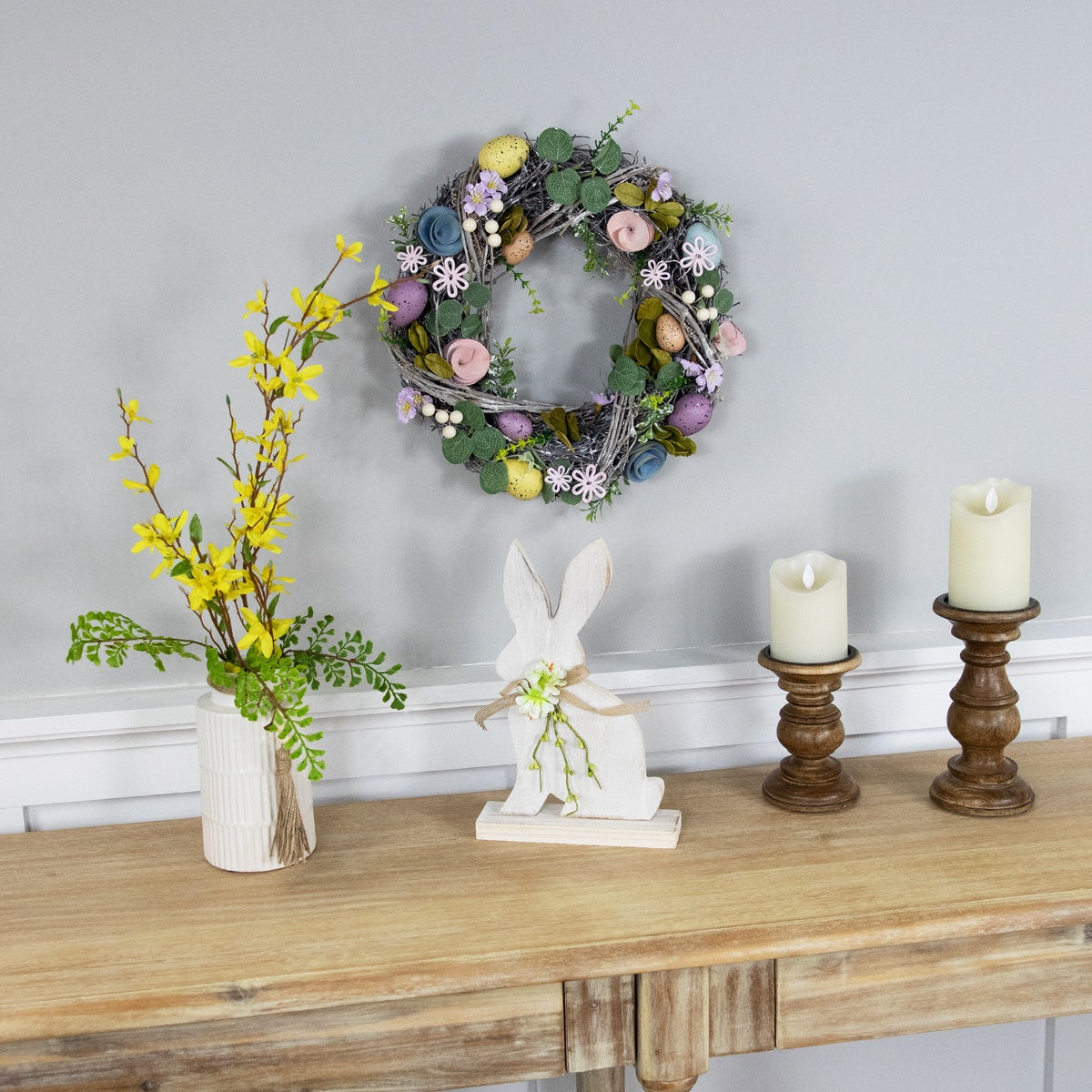  Northlight Speckled Eggs and Flowers Easter Wreath - 13