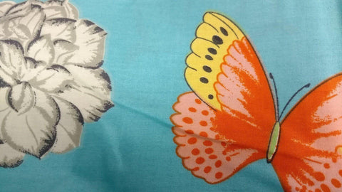 Tache 2-3 PC Cotton Butterfly Wonderland Blue Floral Colorful Girly Flat Sheet Set by DaDa Bedding Collection
