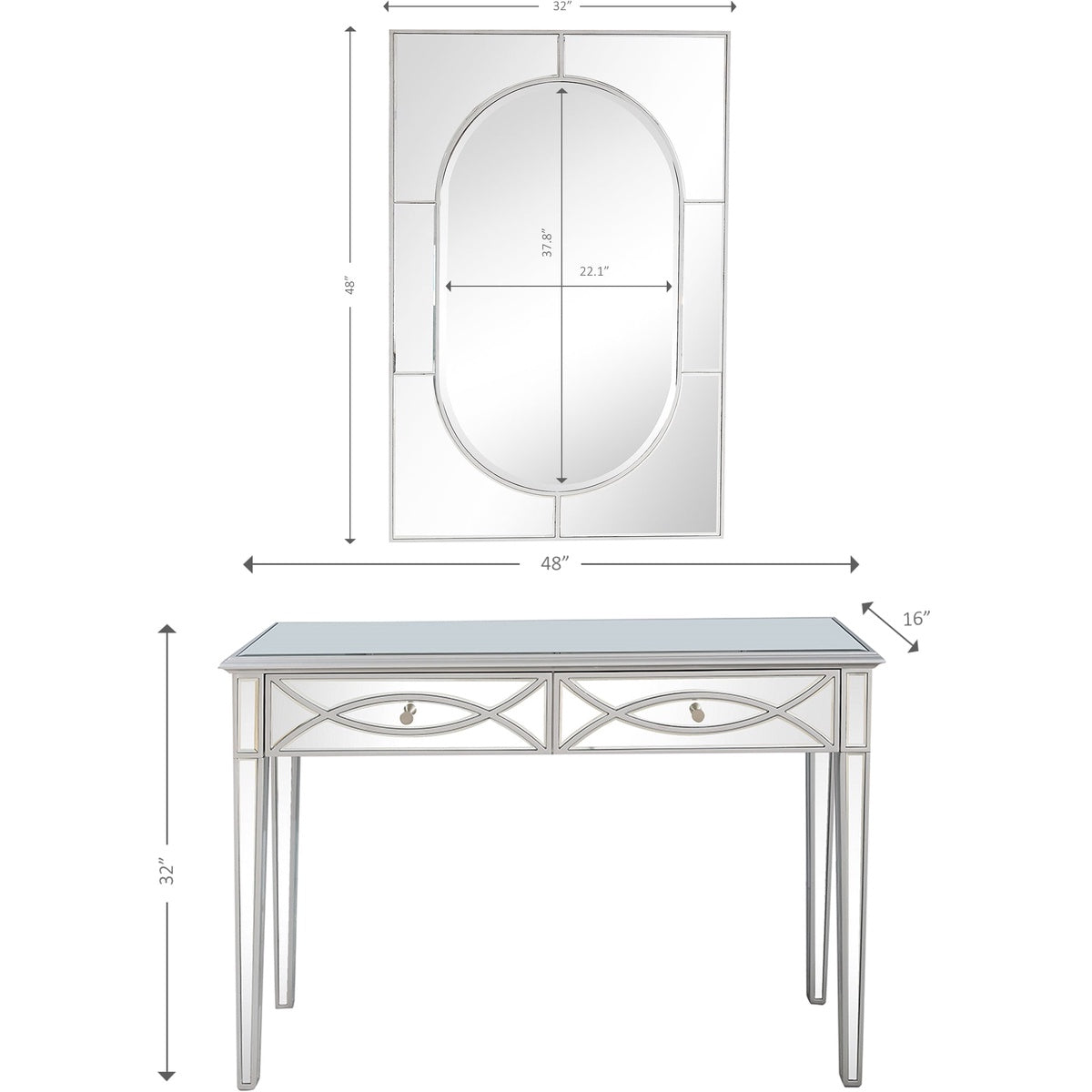  Camden Isle Helena Wall Mirror and Console - Mirror - Bonton