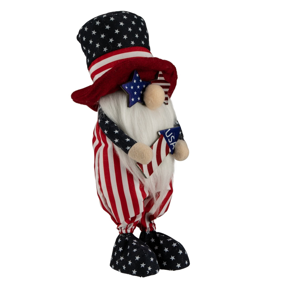  Northlight Patriotic Gnome in Top Hat Holding Rocket - 12.25