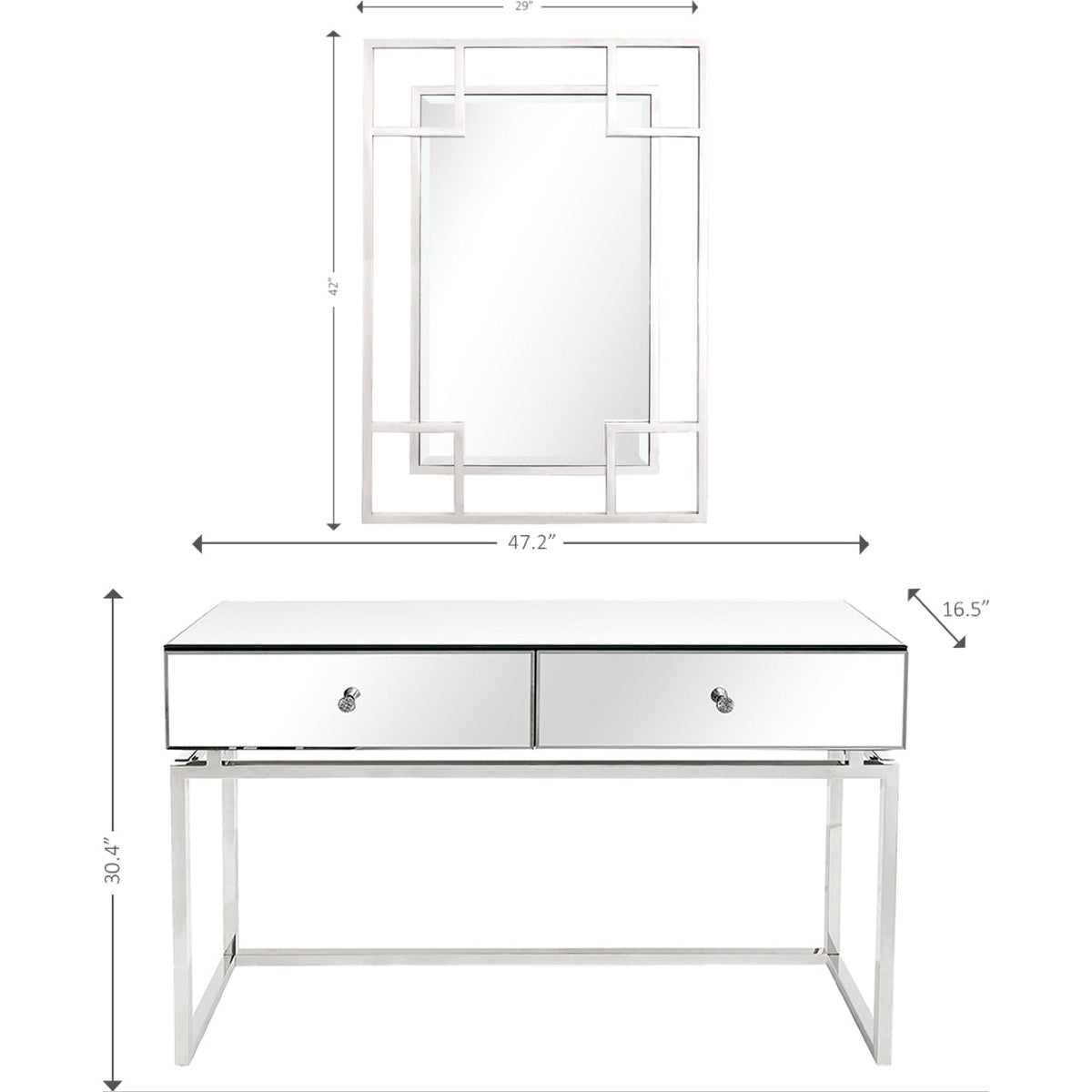 Camden Isle Addison Wall Mirror and Console Table - Mirror - Bonton