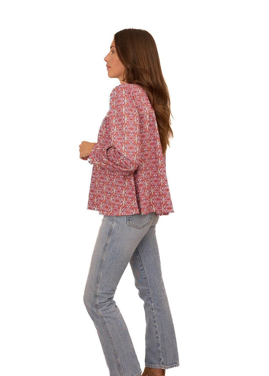  Cabana Life Camden Geo Long Sleeve Top - XS - Bonton