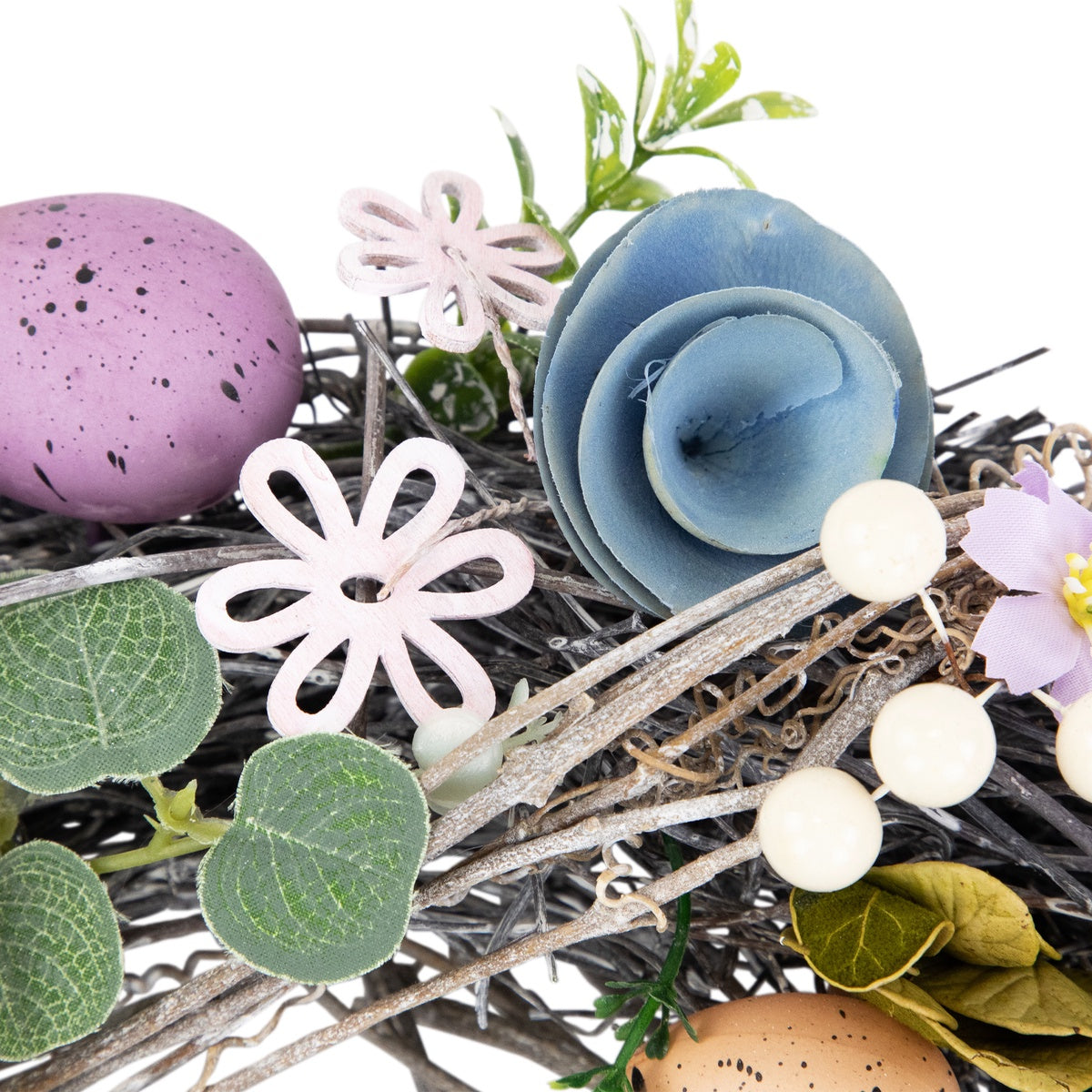  Northlight Speckled Eggs and Flowers Easter Wreath - 13