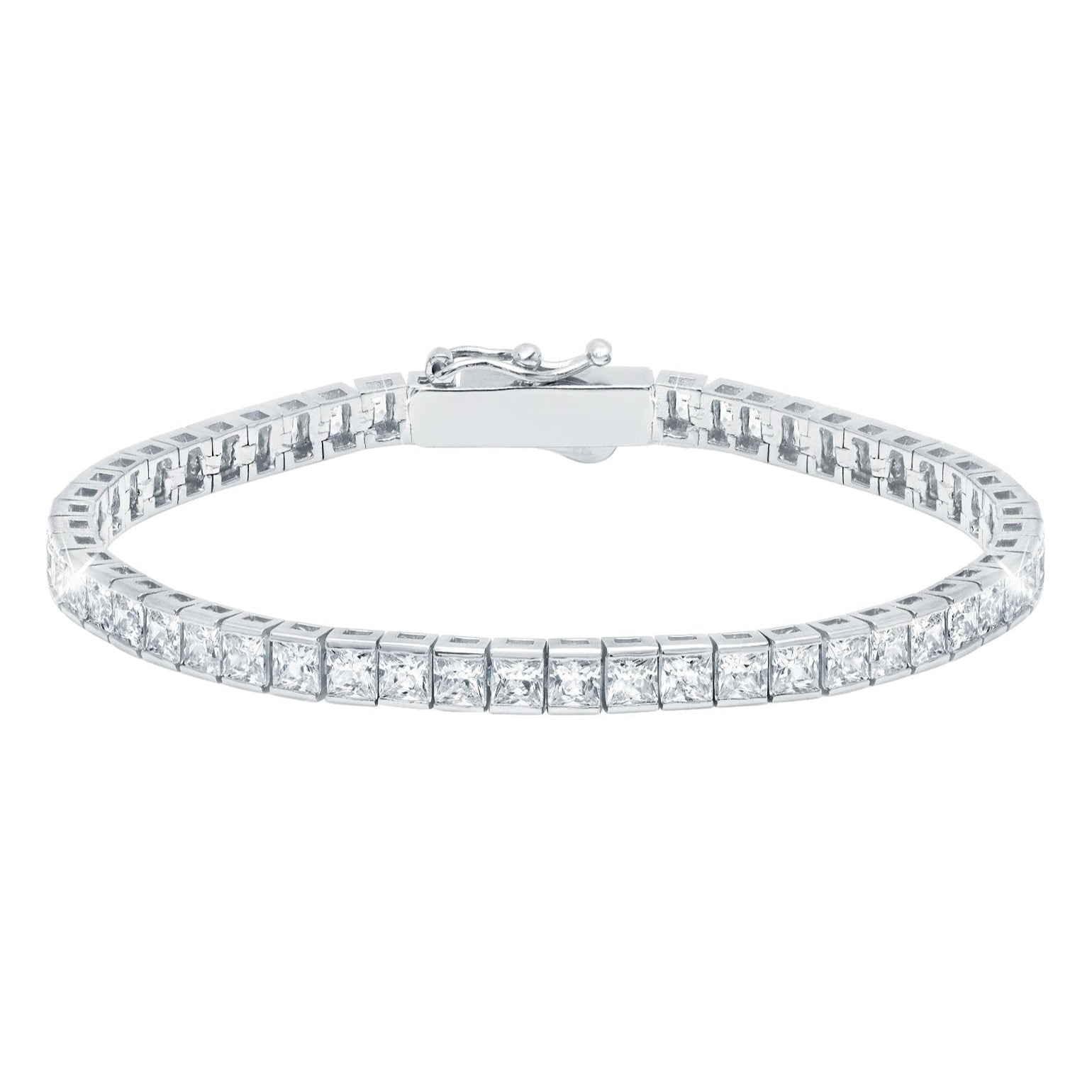  CRISLU Classic Medium Princess Tennis Bracelet Finished in Pure Platinum - XX - Bonton