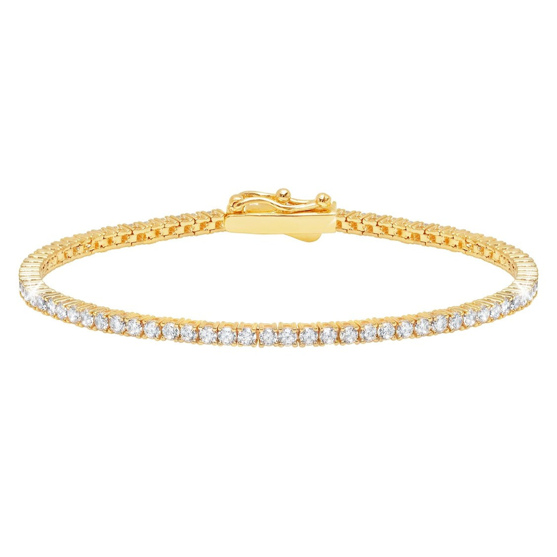  CRISLU Classic Small Brilliant Tennis Bracelet Finished in 18kt Yellow Gold - XX - Bonton