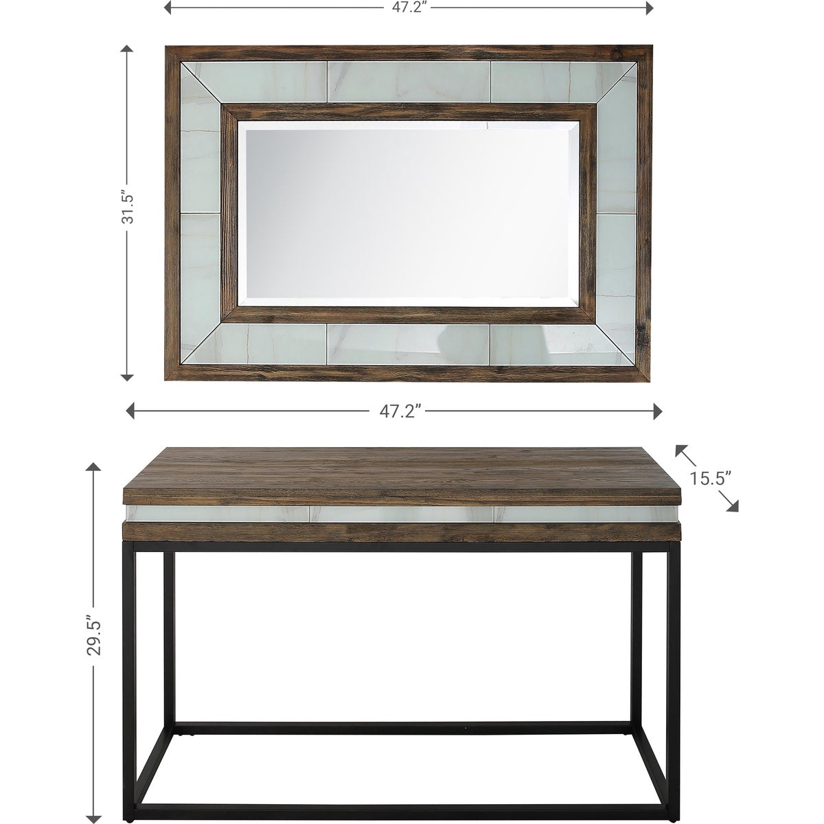  Camden Isle Bailey Wall Mirror and Console Table - Mirror - Bonton