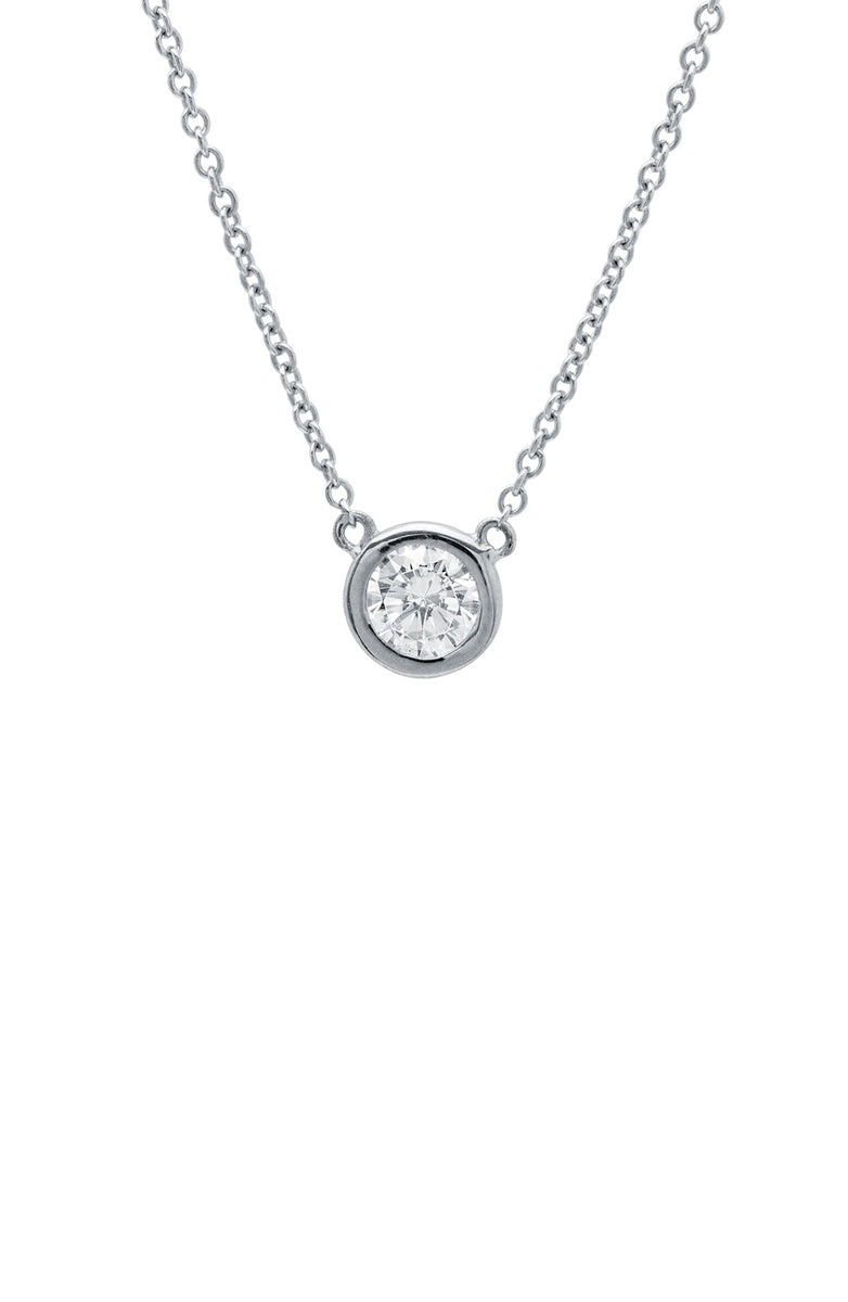  CRISLU Solitaire Bezel Set Pendant Small Finished in Pure Platinum - XX - Bonton
