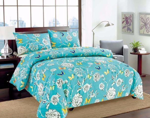  DaDa Bedding Collection Tache Cotton Butterfly Wonderland  Foral Colorful Cotton Blue Girly Duvet Set by DaDa Bedding Collection - Cal King - Bonton