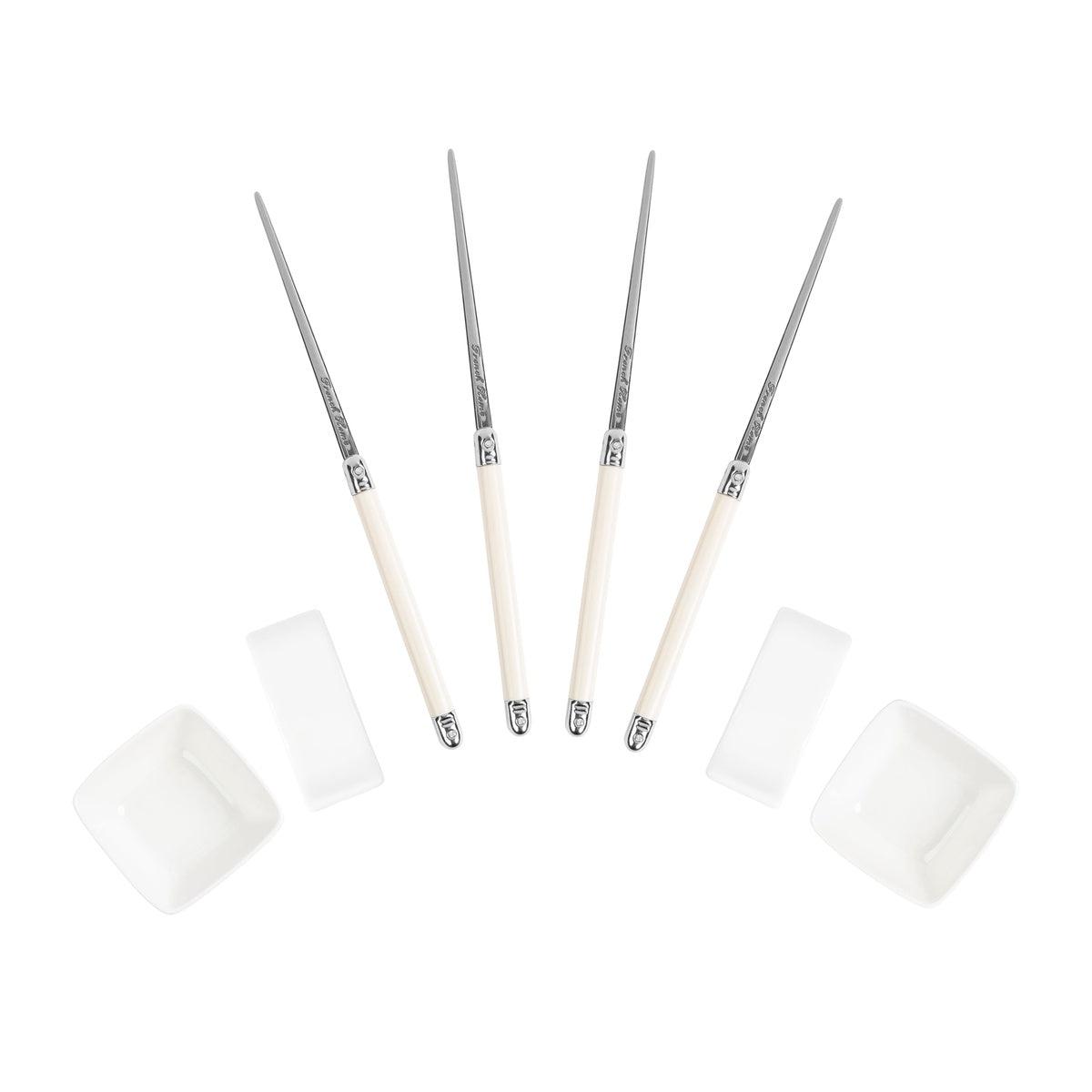  French Home Chopsticks With Faux Ivory Handles, Ceramic Rests and Sauce Bowls, Set of 2 Pairs - Default Title - Bonton