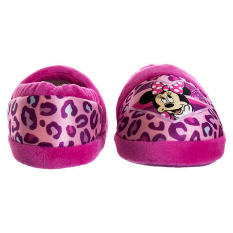 Disney Minnie Mouse Girls Dual Sizes Nylex Fabric Slippers - Hot Pink/Purple, Size: 9-10
