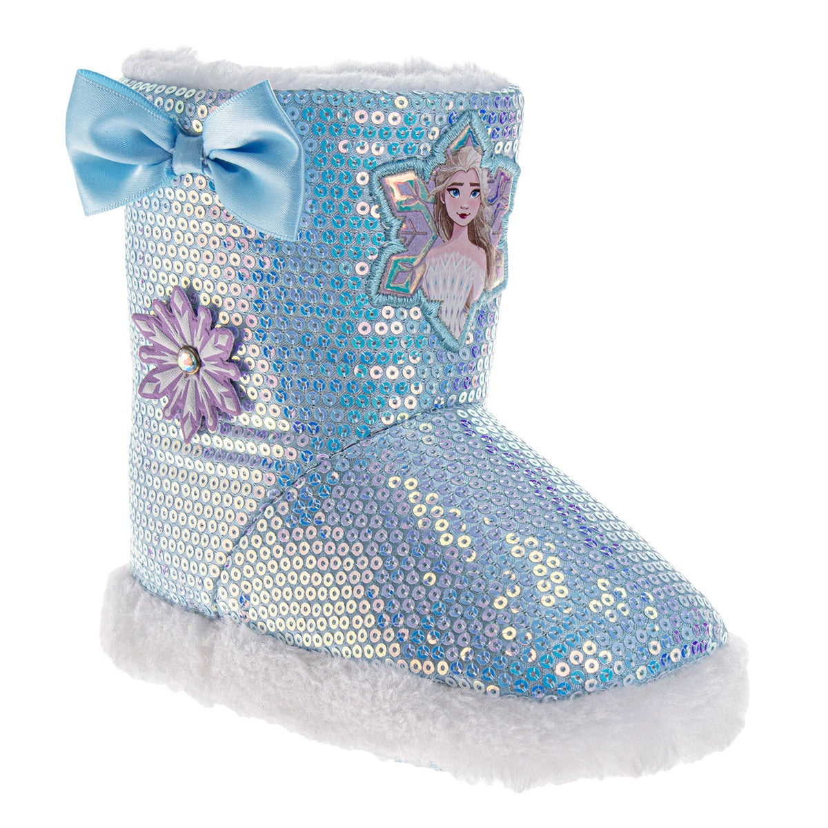  Josmo Frozen Girls Slippers Anna and Elsa Plush Warm Soft Aline Comfy Lightweight House Shoes (5-10 Toddler) - 5-6 - Bonton