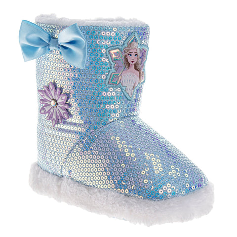Frozen Girls Slippers Anna and Elsa Plush Warm Soft Aline Comfy Lightweight House Shoes (5-10 Toddler)