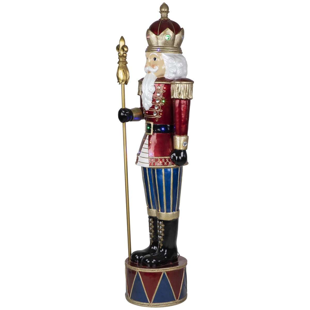  Northlight LED Lighted Jeweled Commercial Grade Fiberglass Christmas Nutcracker - 6' - Red and Blue - Default Title - Bonton