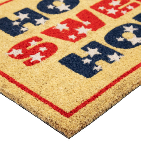 Red and Blue Americana Home Sweet Home Coir Outdoor Doormat 18" X 30"