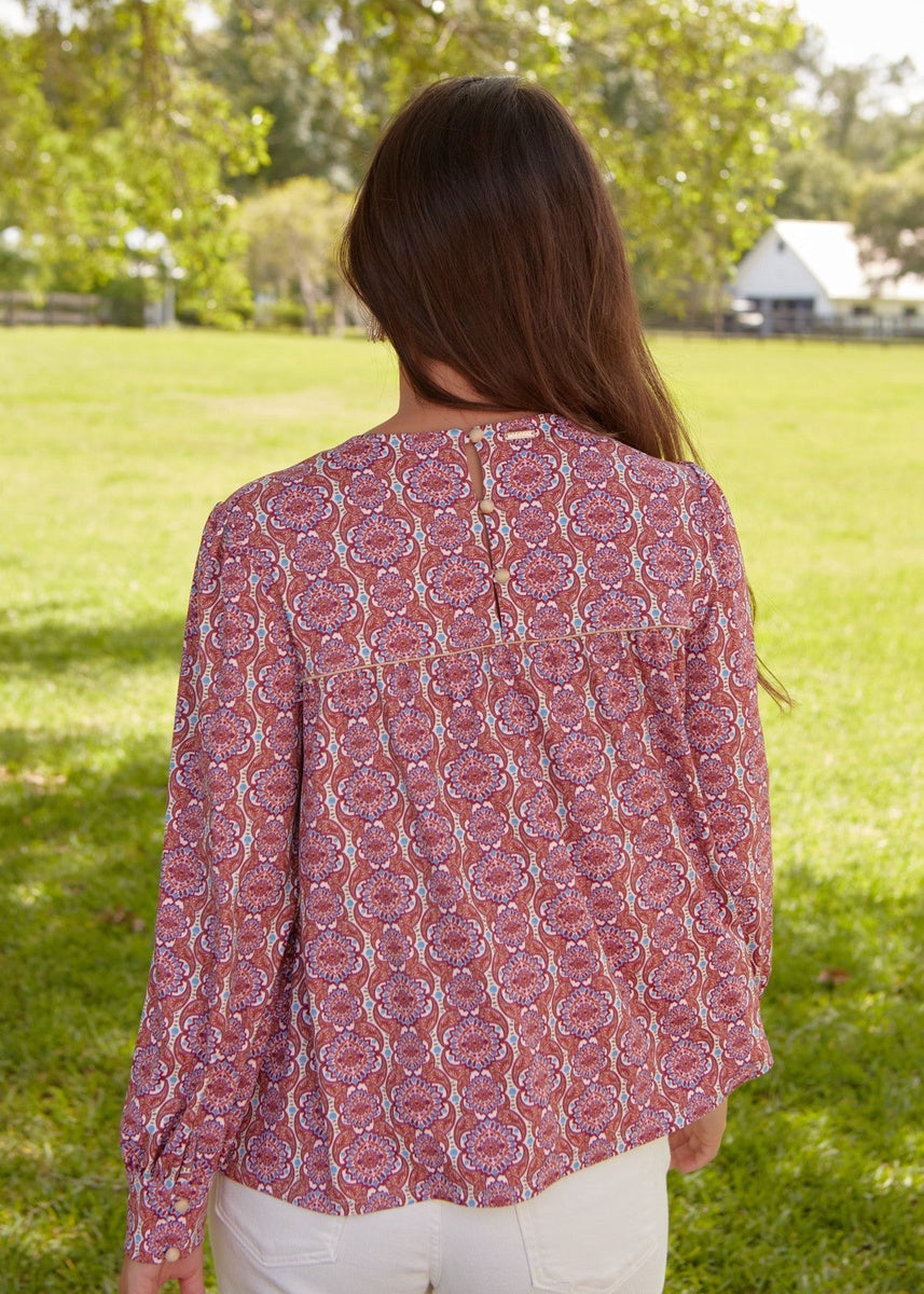  Cabana Life Camden Geo Long Sleeve Top - XS - Bonton