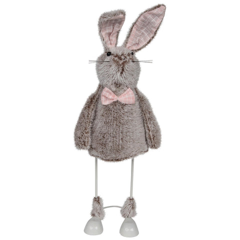 Spring Loaded Rabbit Easter Figure - 17" - Gray and Pink