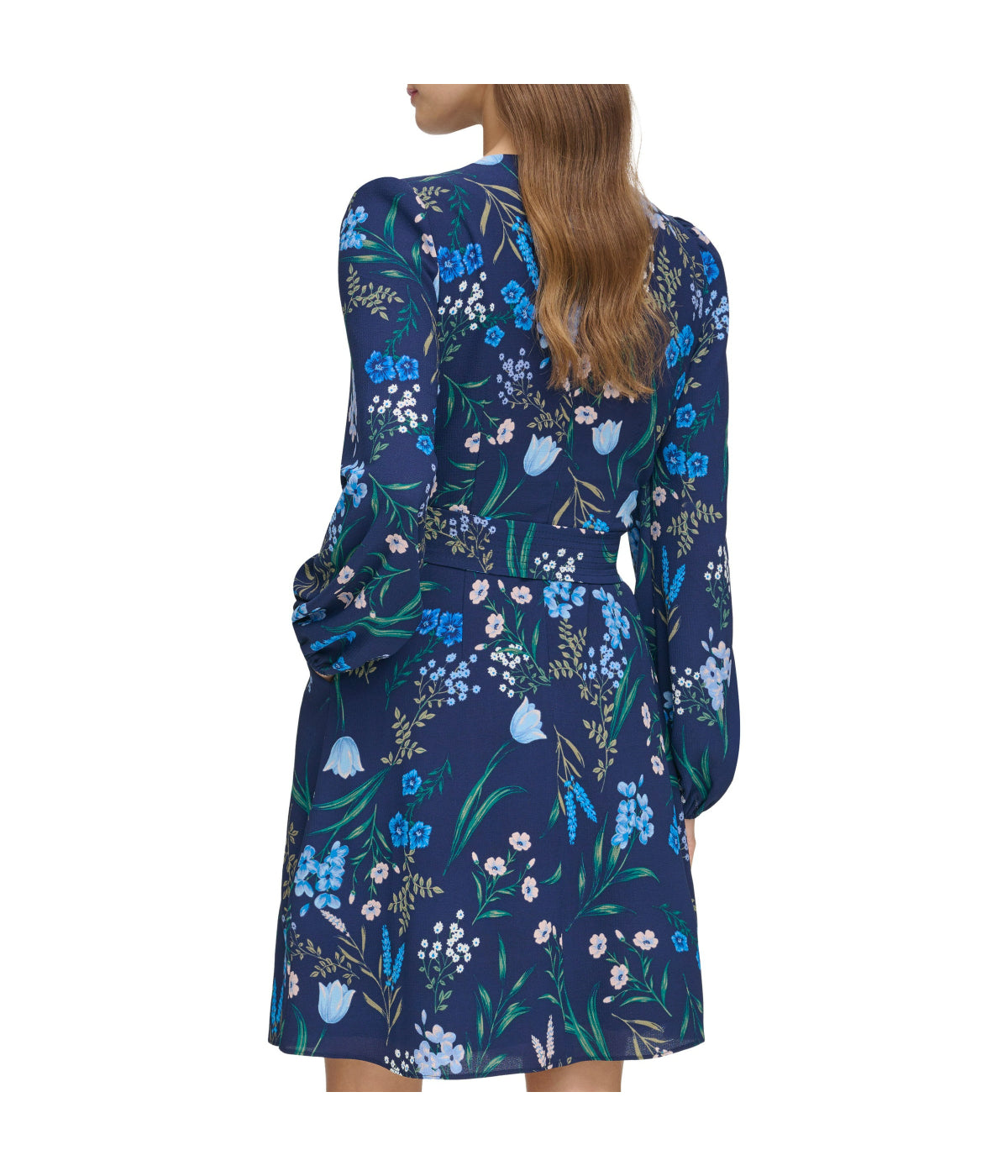  Eliza J Jewel Neck Long Sleeve Fit & Flare With Trapunto Belt Navy - Navy - Bonton